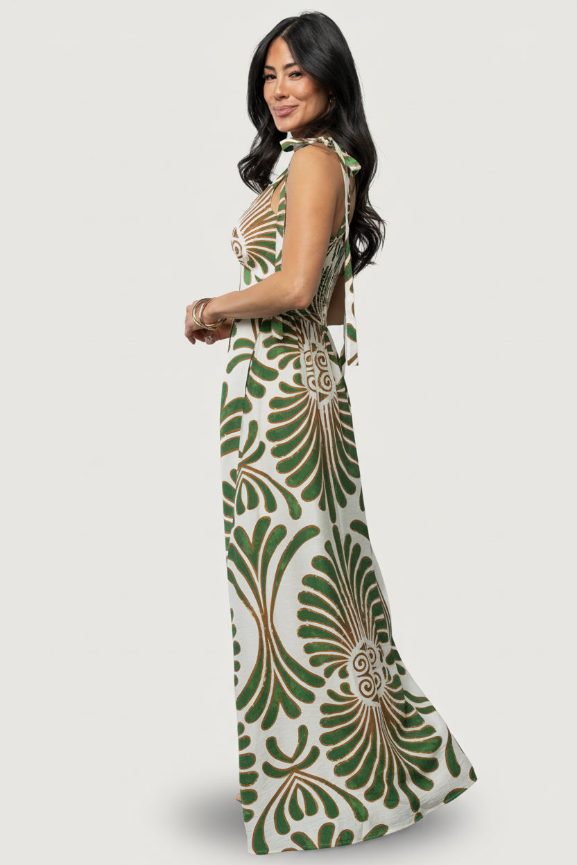 Camila Maxi Dress | Baltic Born Ivory + Green Print