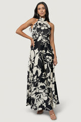 Melodía Halter Maxi Dress | Baltic Born Black + White Floral