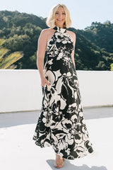 Melodía Halter Maxi Dress | Baltic Born Black + White Floral