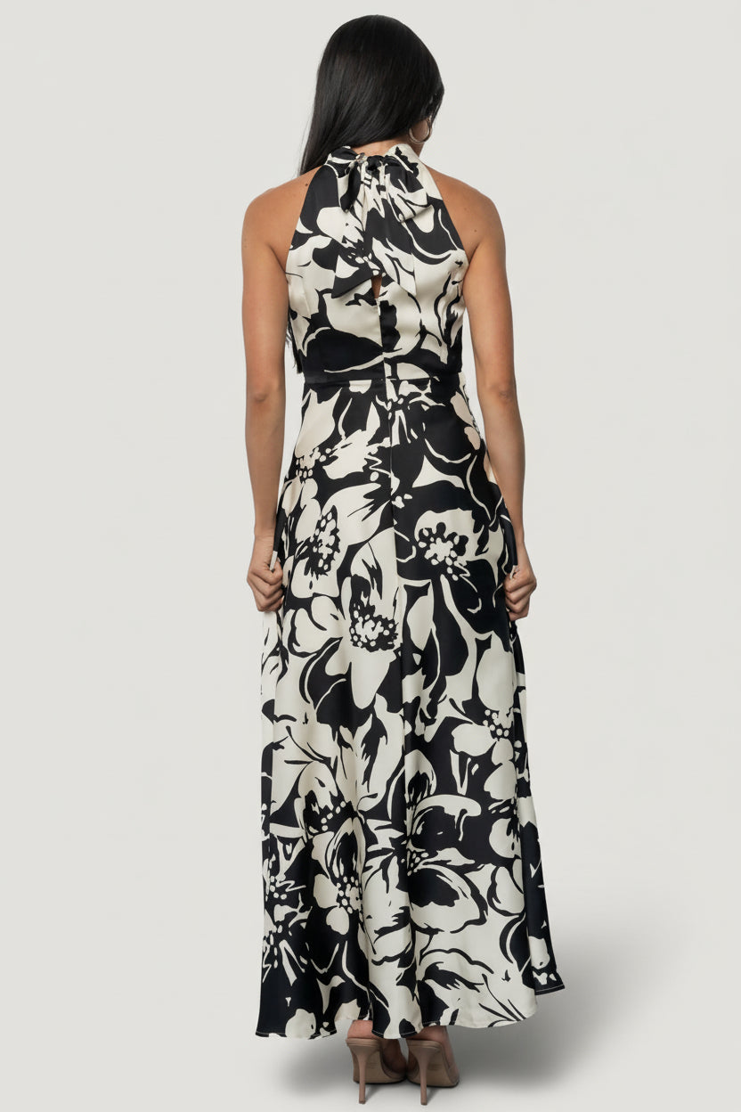 Melodía Halter Maxi Dress | Baltic Born Black + White Floral