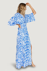Watson Kimono Maxi Dress | Baltic Born Blue + White