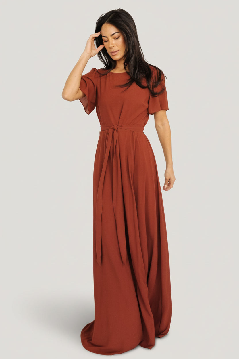 Naomi Short Sleeve Maxi Dress | Baltic Born Cinnamon