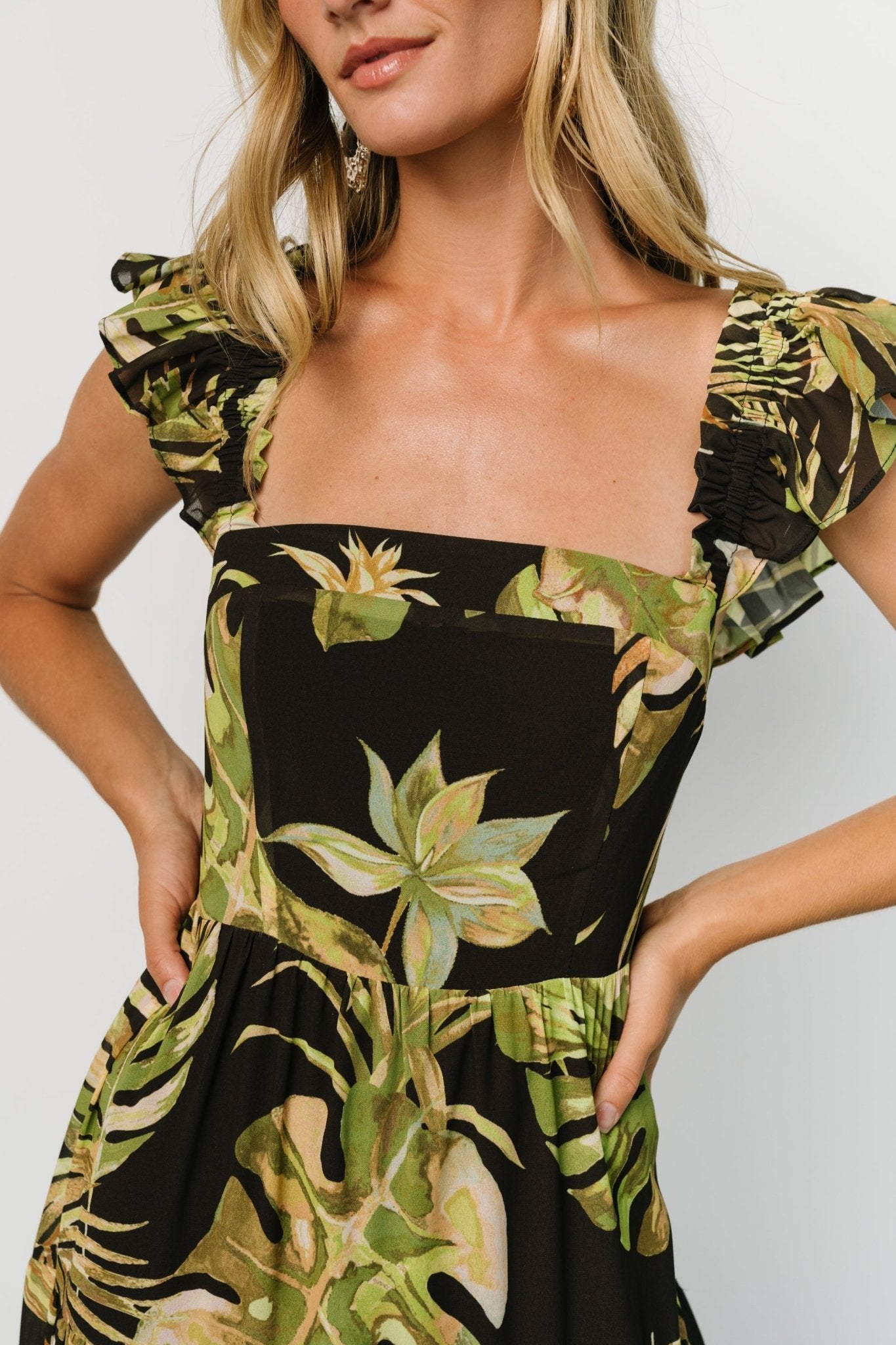 Encinitas Maxi Dress | Baltic Born Tropical Green + Black