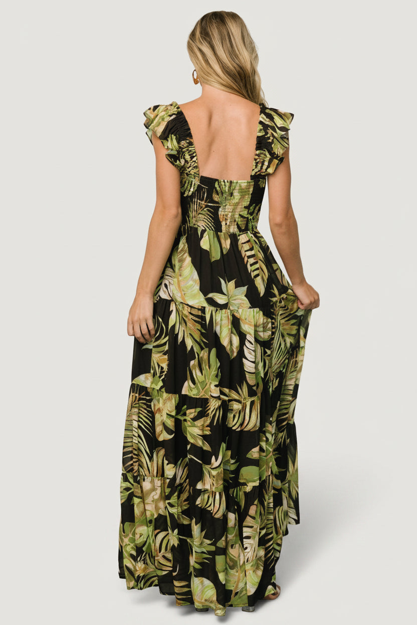 Encinitas Maxi Dress | Baltic Born Tropical Green + Black