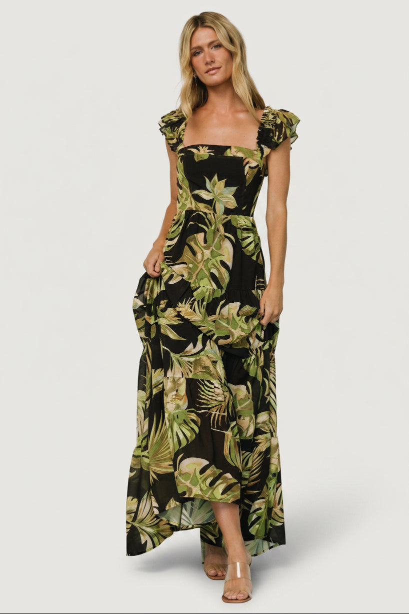 Encinitas Maxi Dress | Baltic Born Tropical Green + Black