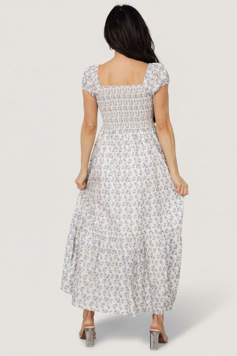 Haven Bow Dress | Baltic Born Ivory + Blue Floral