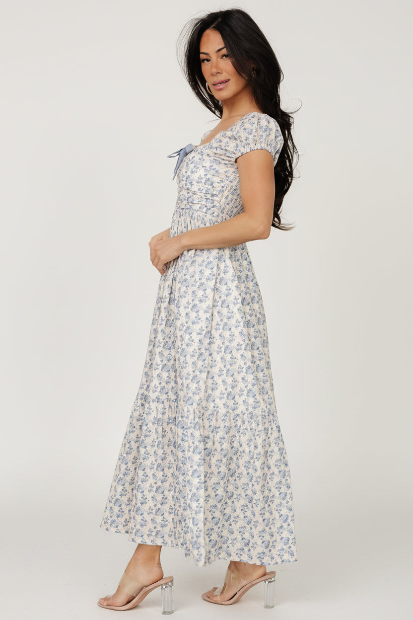 Haven Bow Dress | Baltic Born Ivory + Blue Floral