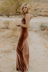 Tatiana Velvet One Shoulder Maxi Dress | Baltic Born Bronze