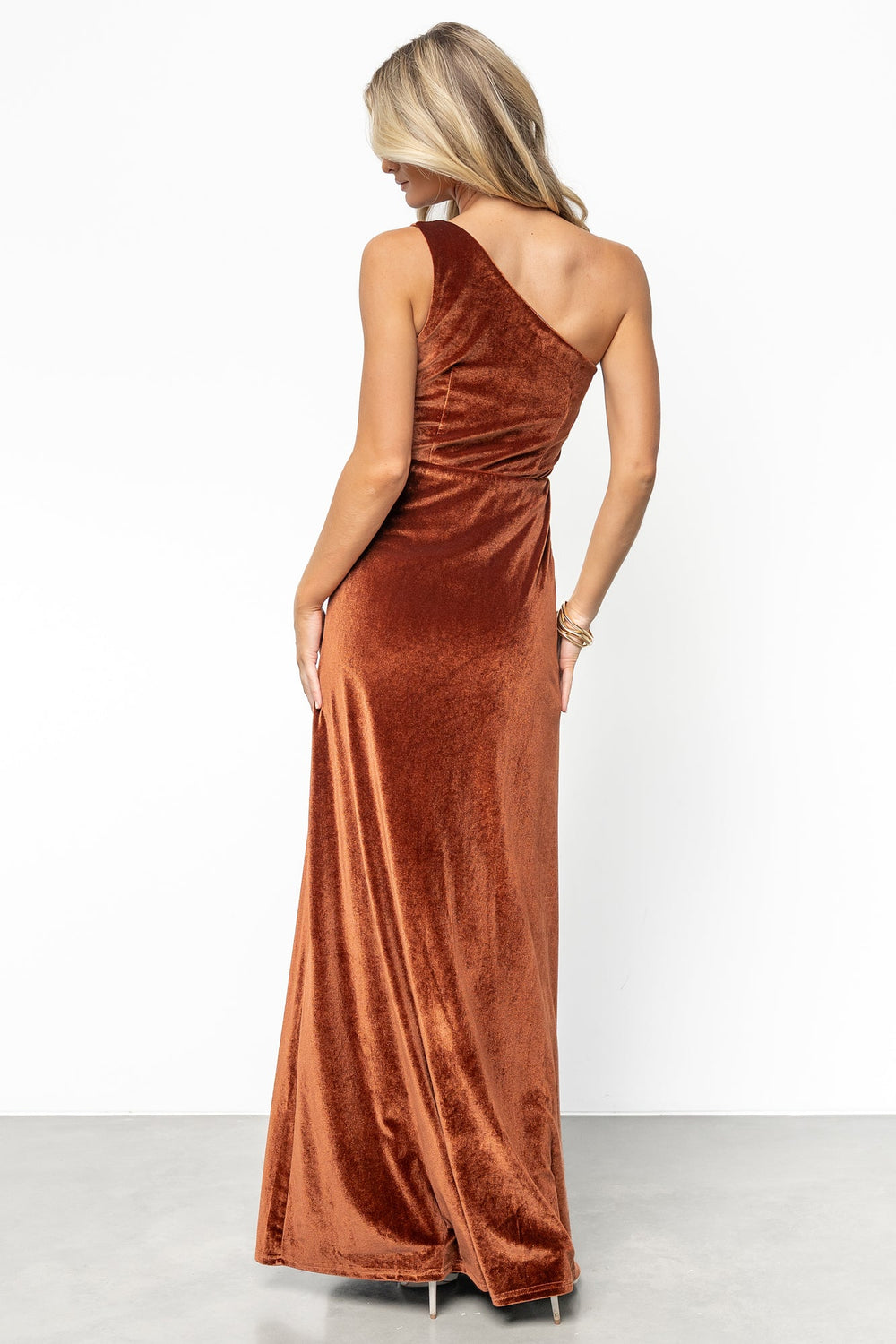 Tatiana Velvet One Shoulder Maxi Dress | Baltic Born Bronze