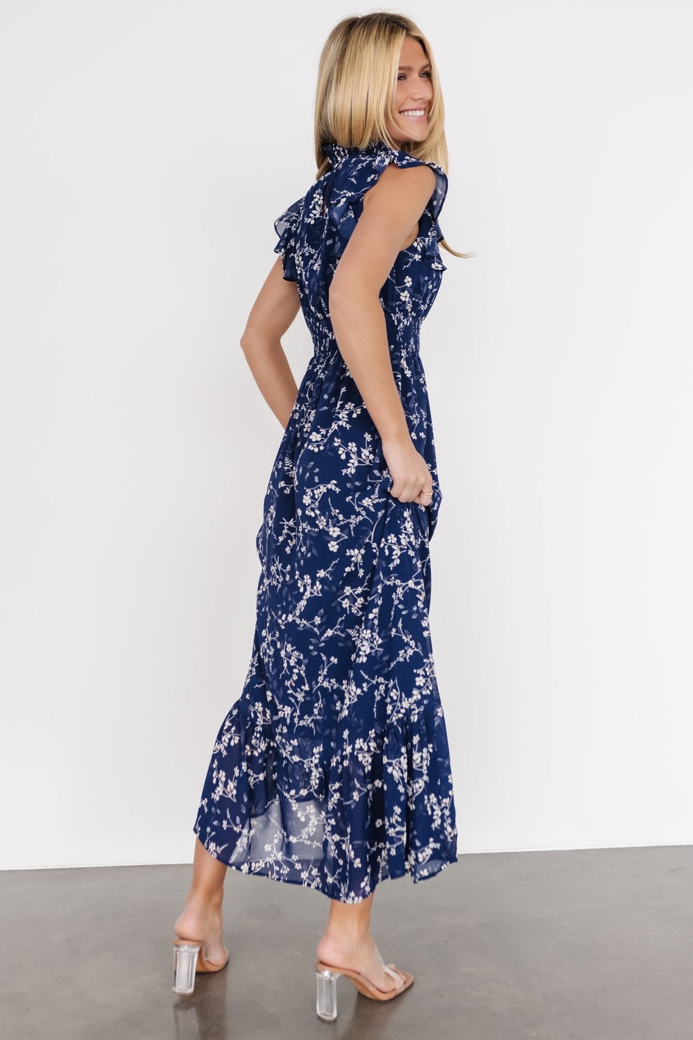 Kearny Ruffle Maxi Dress | Baltic Born Blue Floral