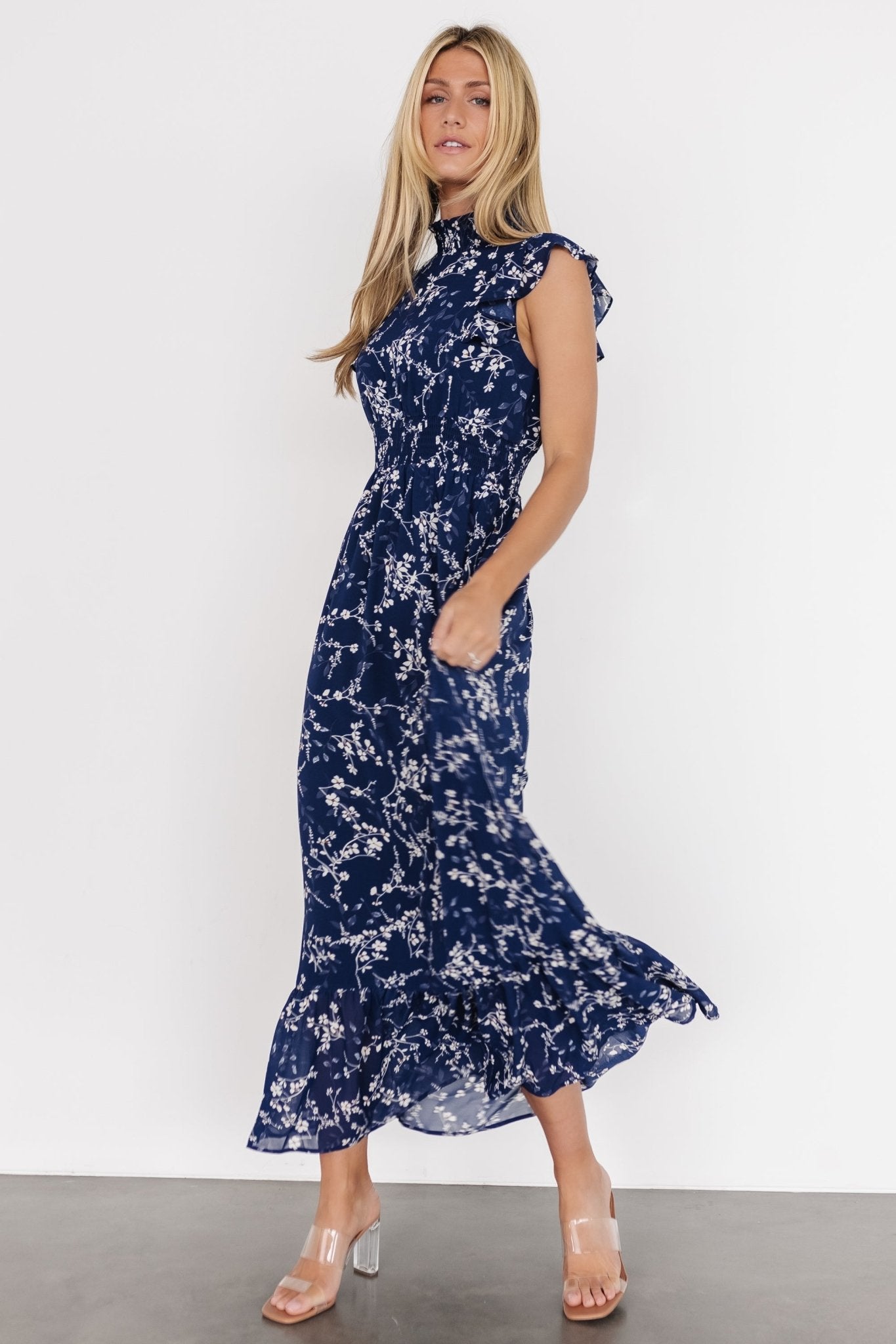 Kearny Ruffle Maxi Dress | Baltic Born Blue Floral