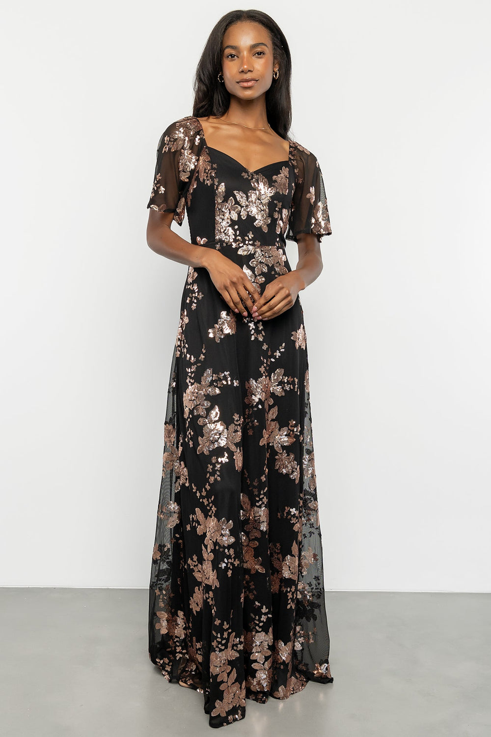 Karina Sequin Maxi Dress | Baltic Born Black + Gold