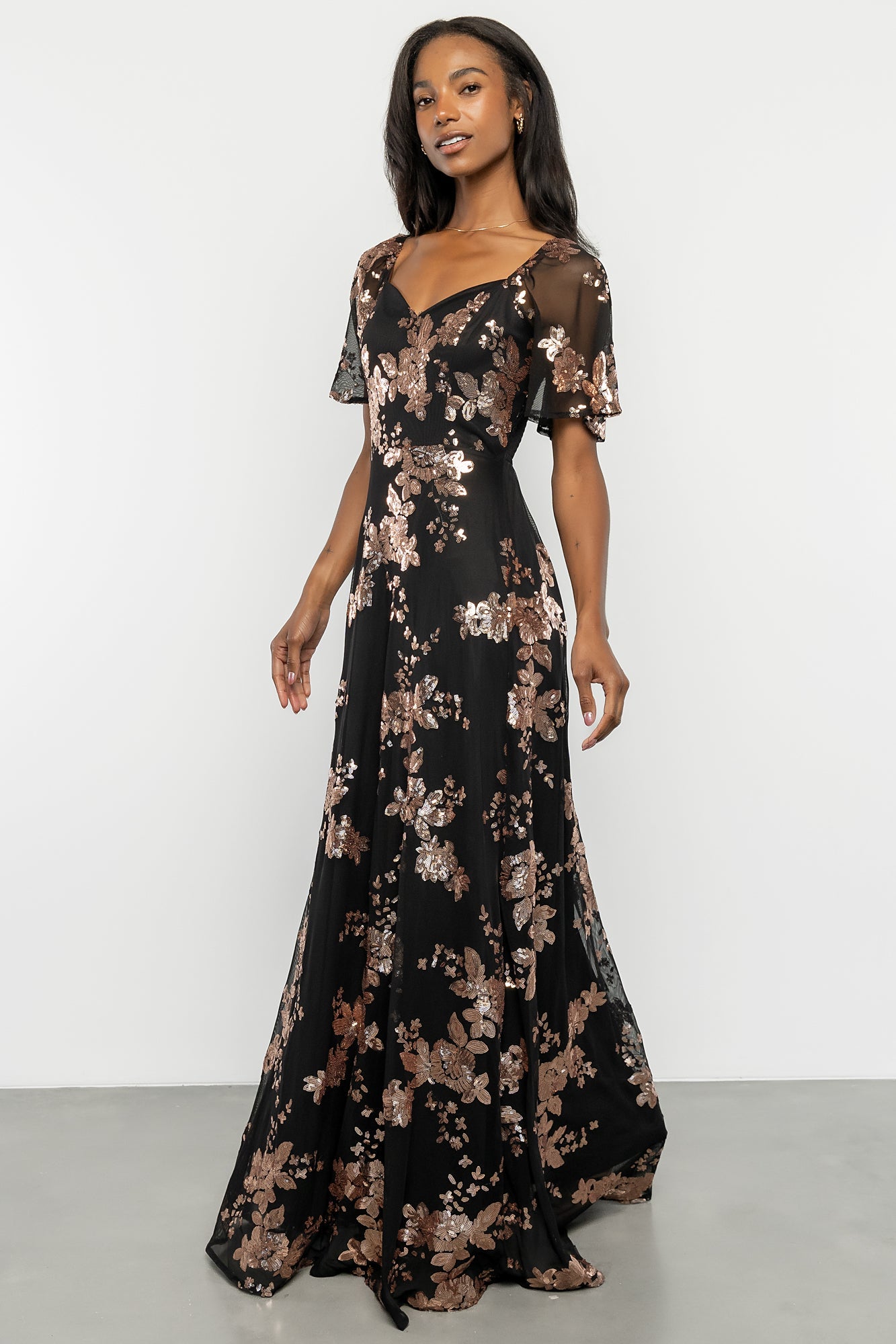 Karina Sequin Maxi Dress | Baltic Born Black + Gold