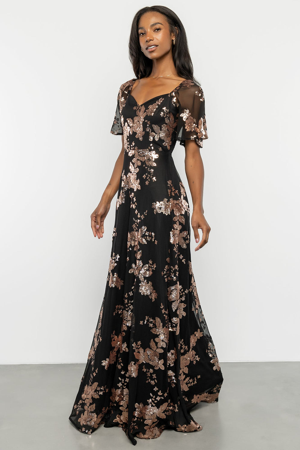Karina Sequin Maxi Dress | Baltic Born Black + Gold