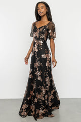 Karina Sequin Maxi Dress | Baltic Born Black + Gold