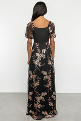 Karina Sequin Maxi Dress | Baltic Born Black + Gold