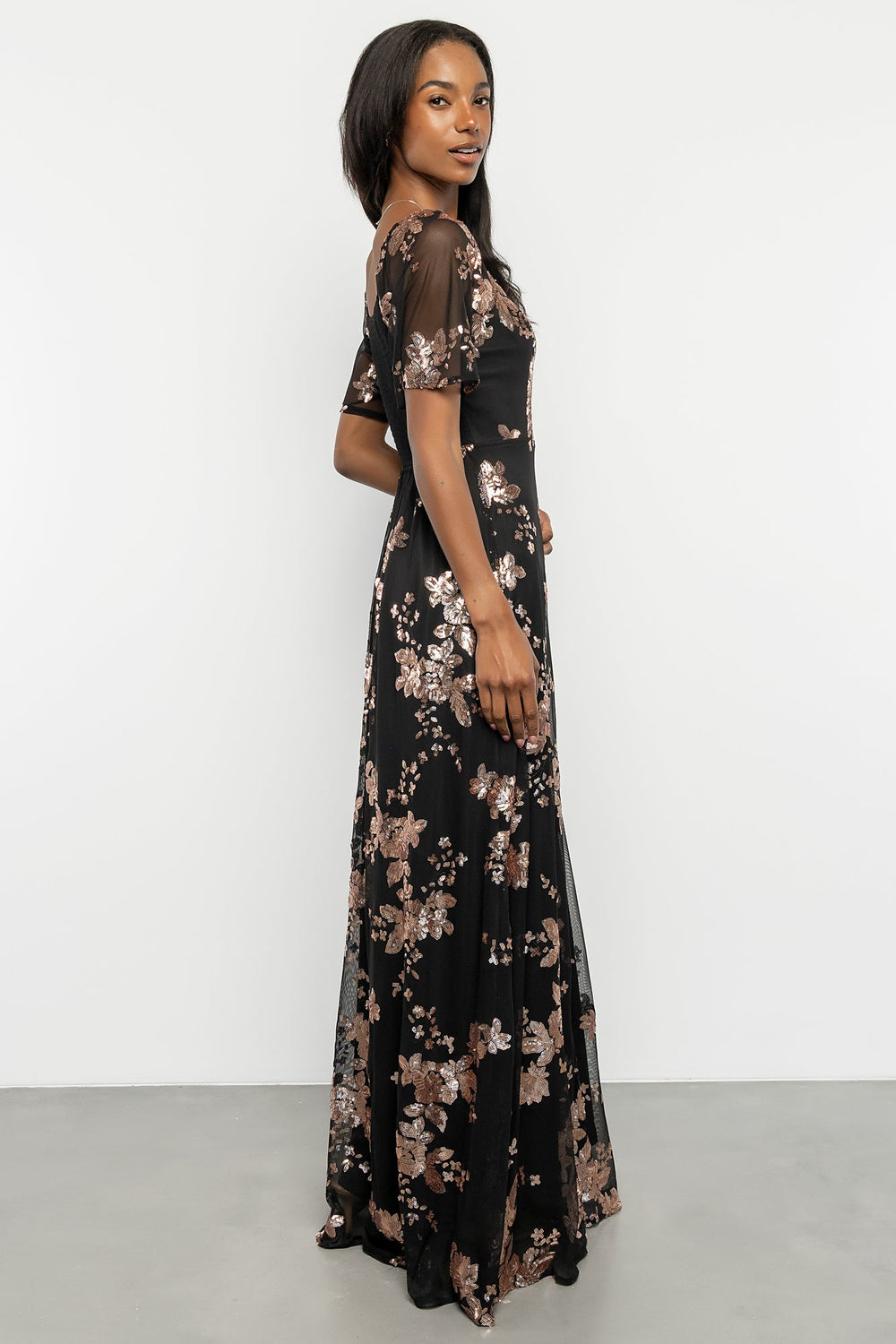 Karina Sequin Maxi Dress | Baltic Born Black + Gold