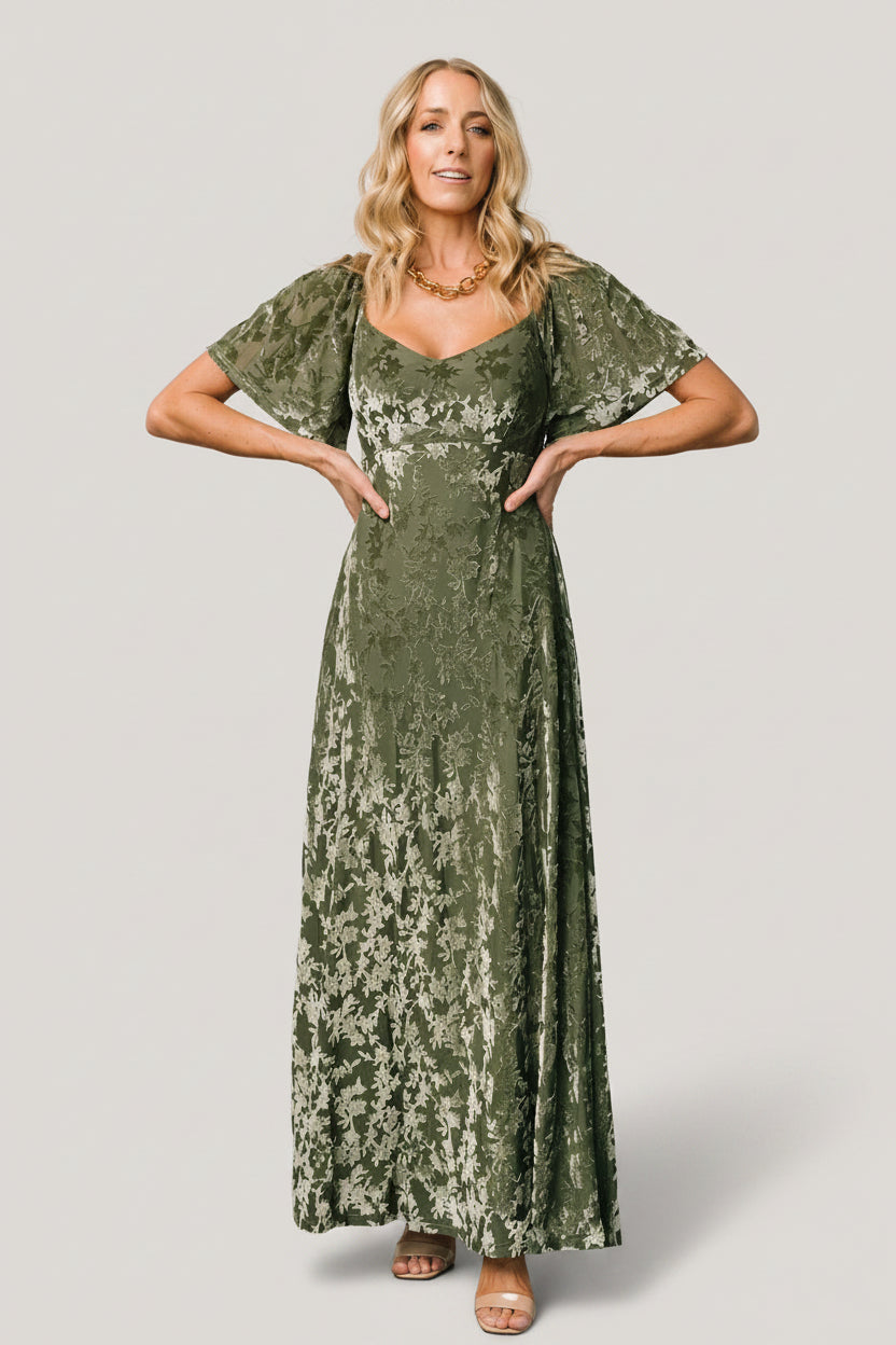 Everley Velvet Maxi Dress | Baltic Born Dark Sage