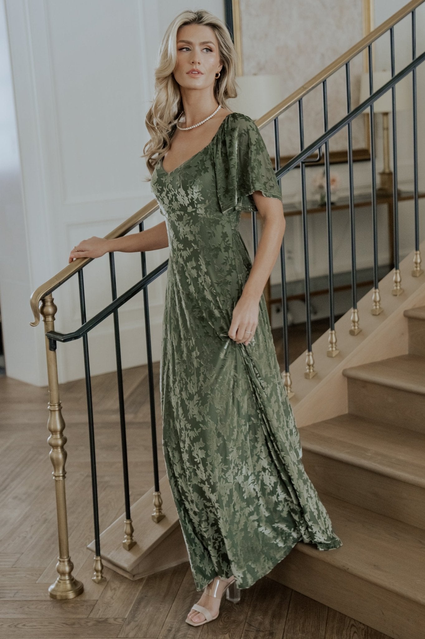 Everley Velvet Maxi Dress | Baltic Born Dark Sage