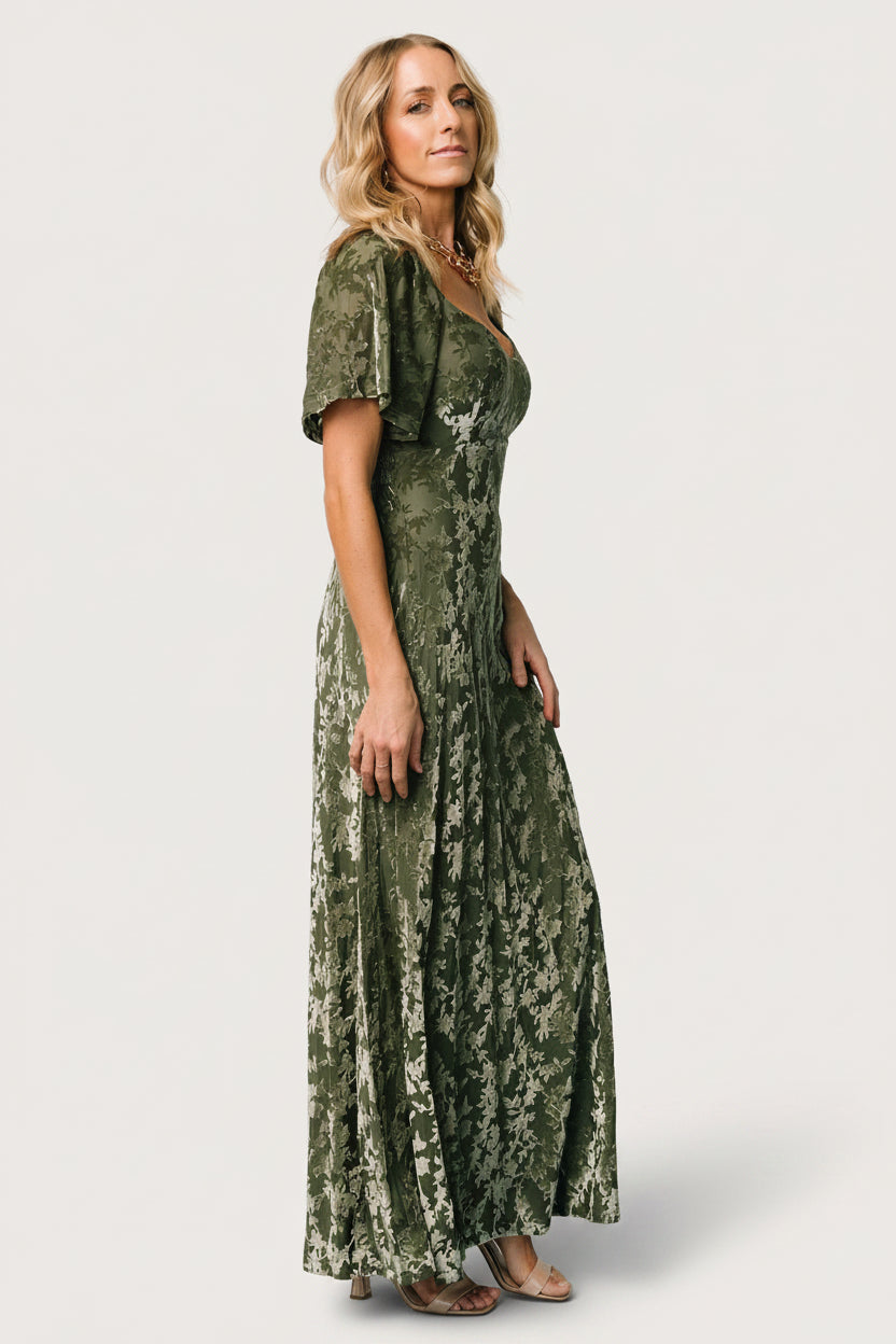 Everley Velvet Maxi Dress | Baltic Born Dark Sage