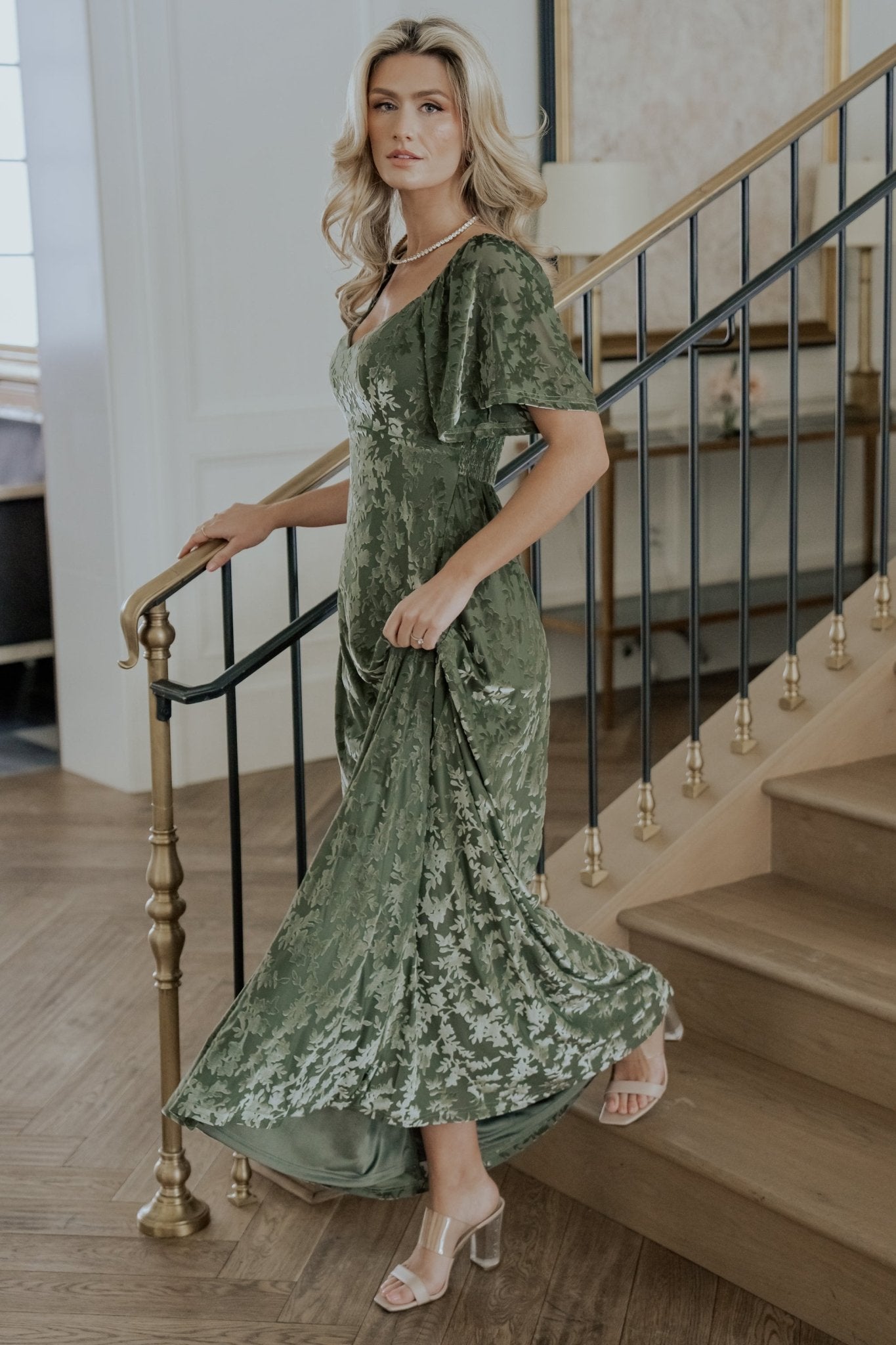 Everley Velvet Maxi Dress | Baltic Born Dark Sage