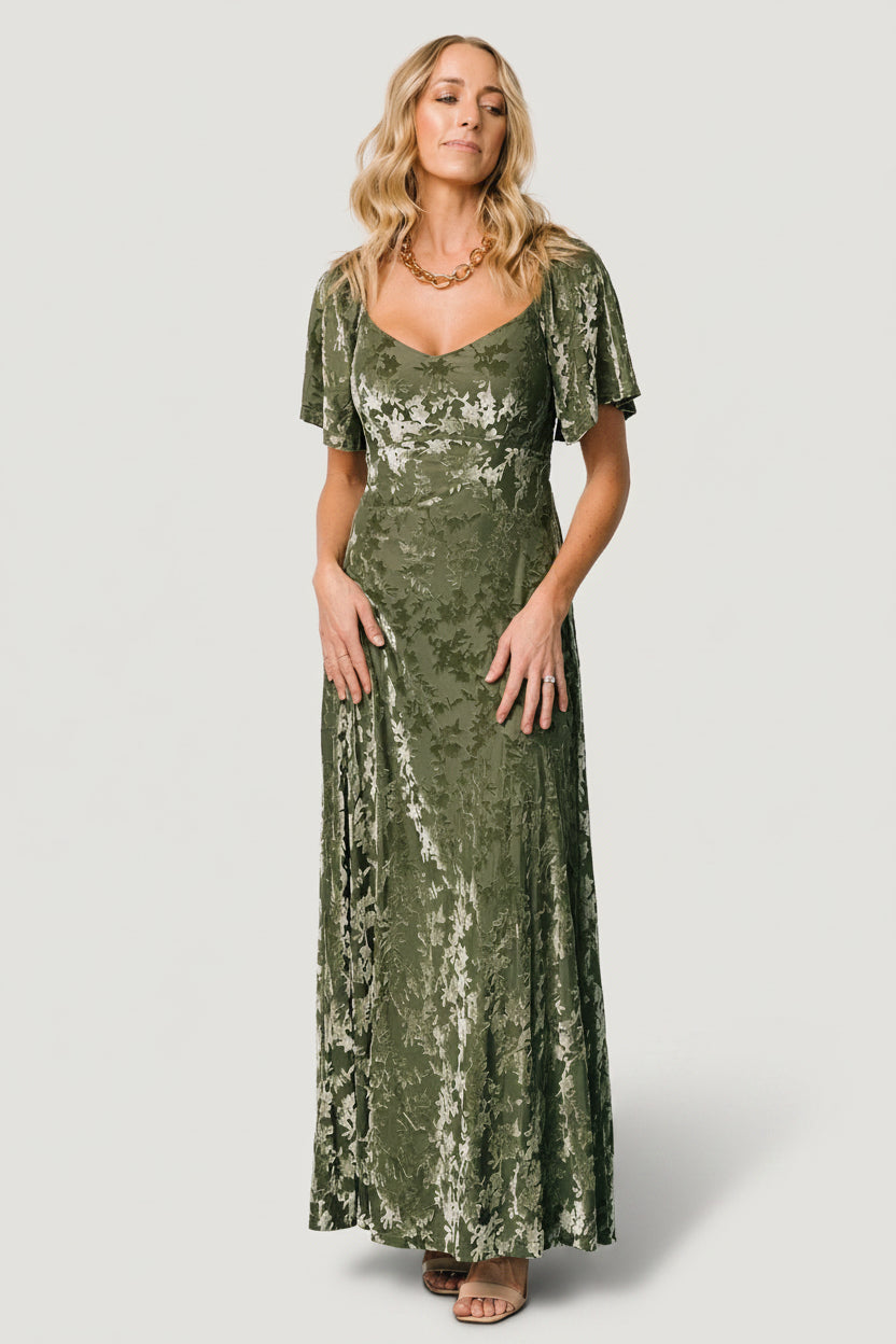 Everley Velvet Maxi Dress | Baltic Born Dark Sage