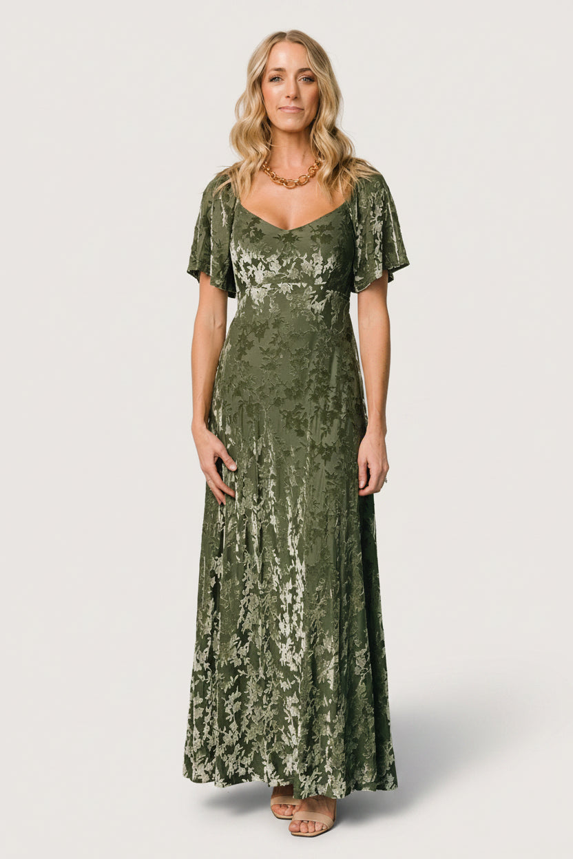 Everley Velvet Maxi Dress | Baltic Born Dark Sage