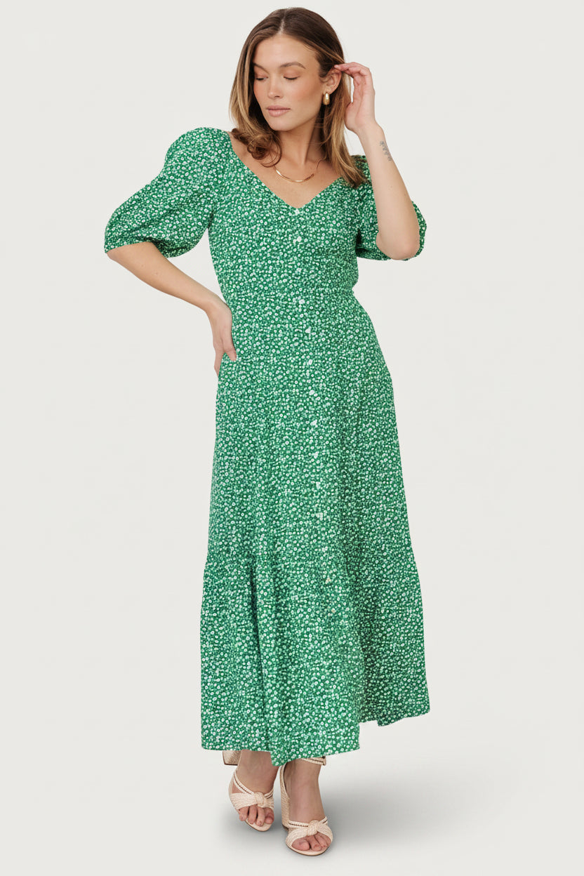 Elisabeth Button Dress | Baltic Born Green Floral