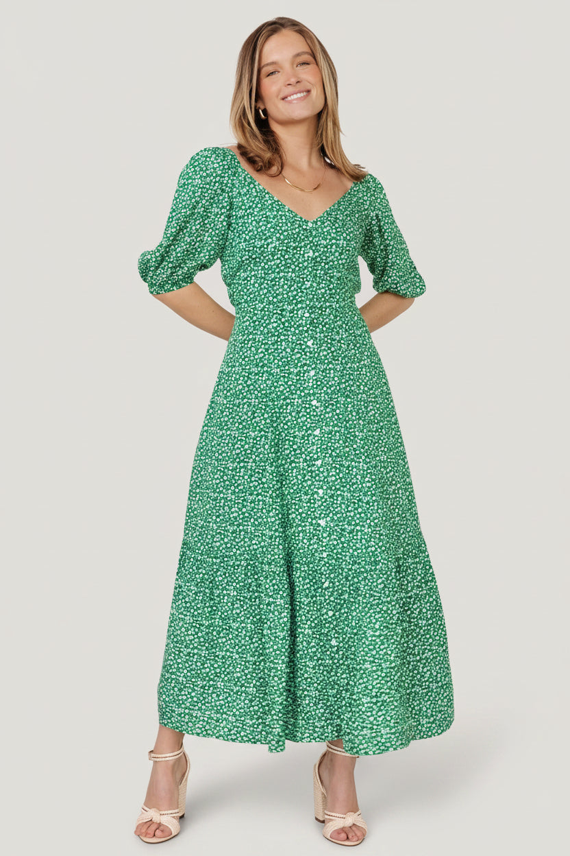 Elisabeth Button Dress | Baltic Born Green Floral