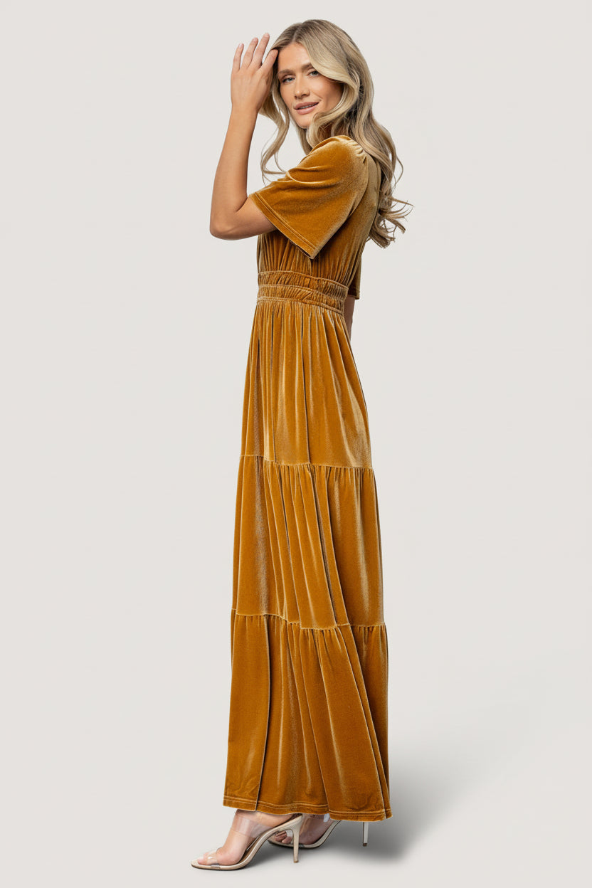 Artemis Velvet Maxi Dress | Baltic Born Dark Gold
