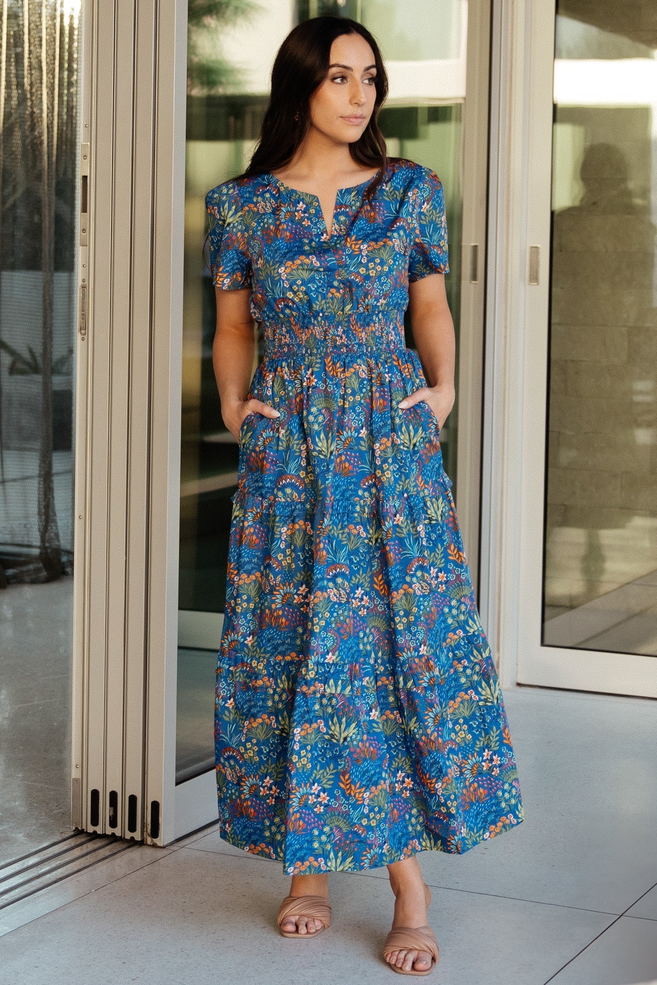 Palmer Tiered Maxi Dress | Baltic Born Cobalt Multi