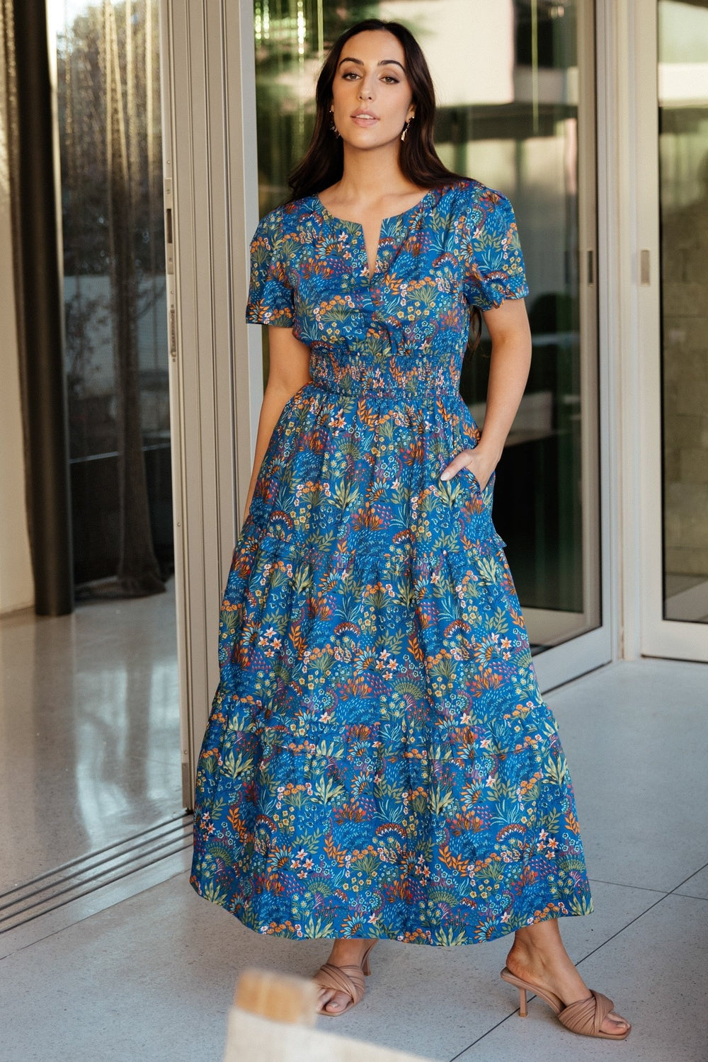Palmer Tiered Maxi Dress | Baltic Born Cobalt Multi