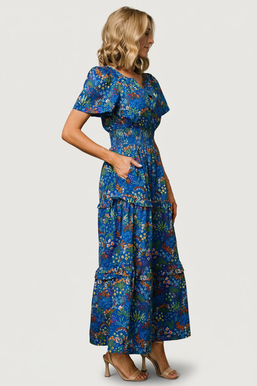 Palmer Tiered Maxi Dress | Baltic Born Cobalt Multi