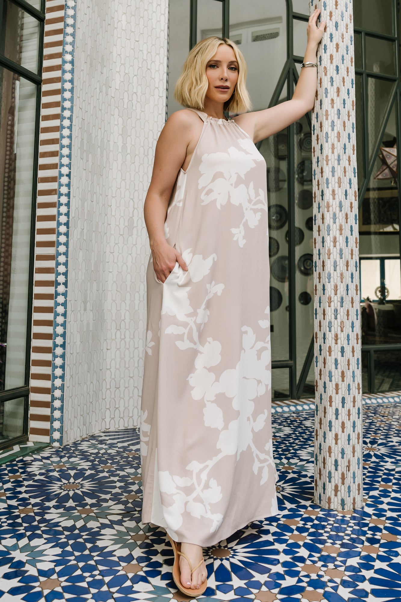 Aurelia Column Maxi Dress | Baltic Born Natural + White