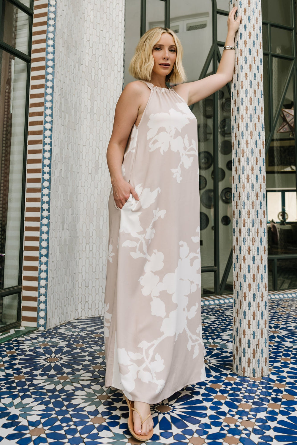 Aurelia Column Maxi Dress | Baltic Born Natural + White