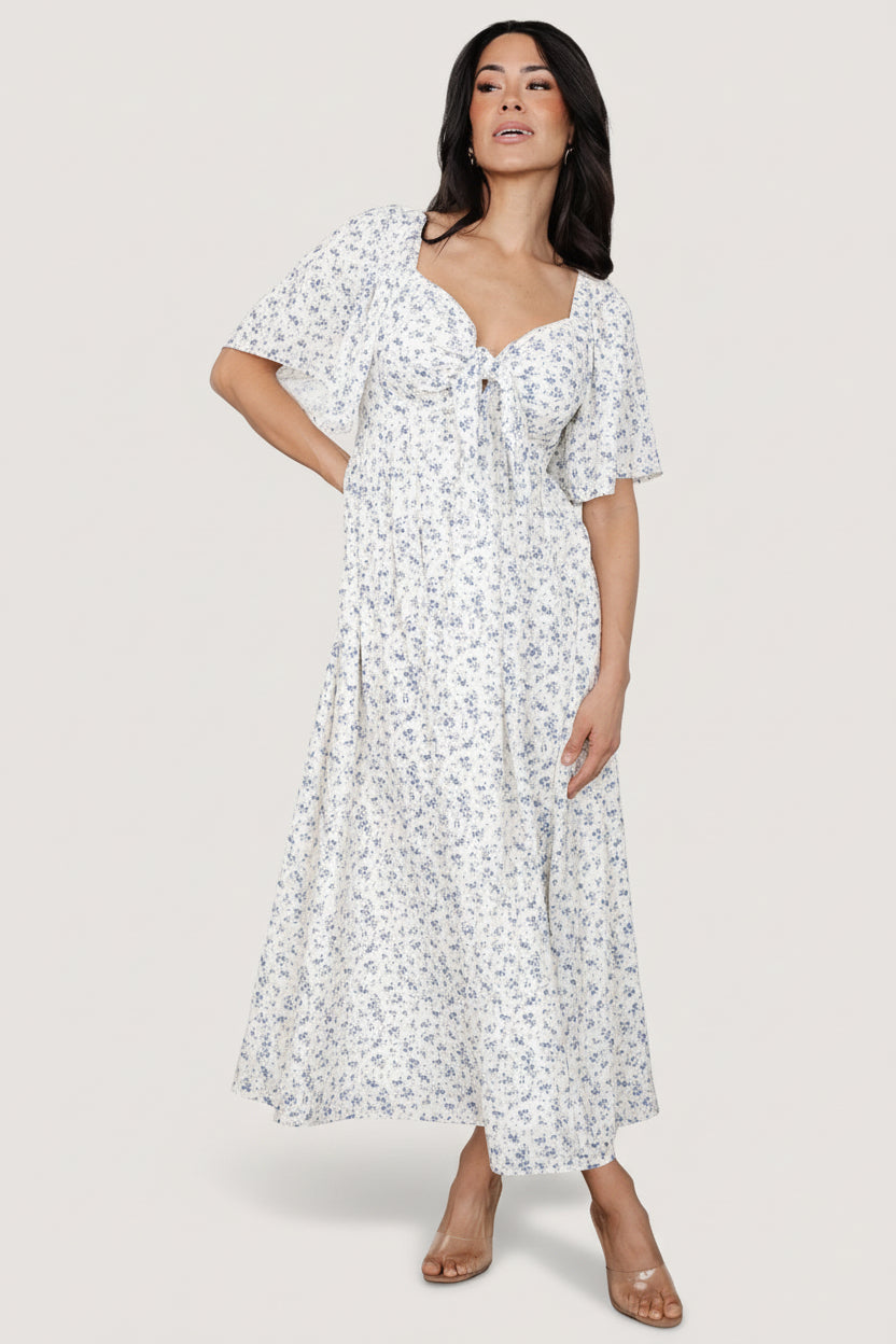 Carah Tie Dress | Baltic Born Off White + Lavender Floral