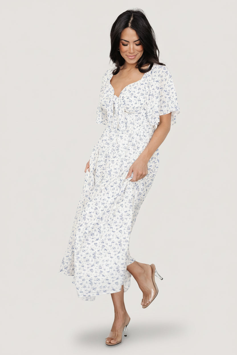 Carah Tie Dress | Baltic Born Off White + Lavender Floral