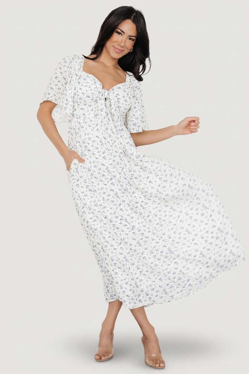 Carah Tie Dress | Baltic Born Off White + Lavender Floral