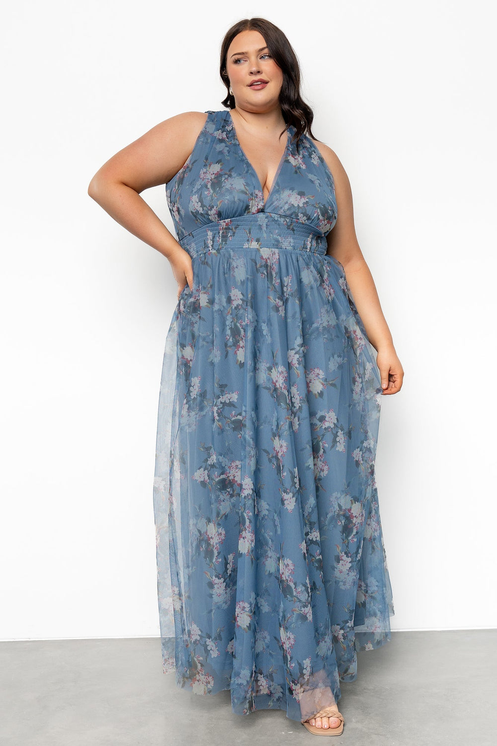 Kamila Tulle Maxi Dress | Baltic Born Blue Multi Floral