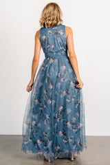 Kamila Tulle Maxi Dress | Baltic Born Blue Multi Floral