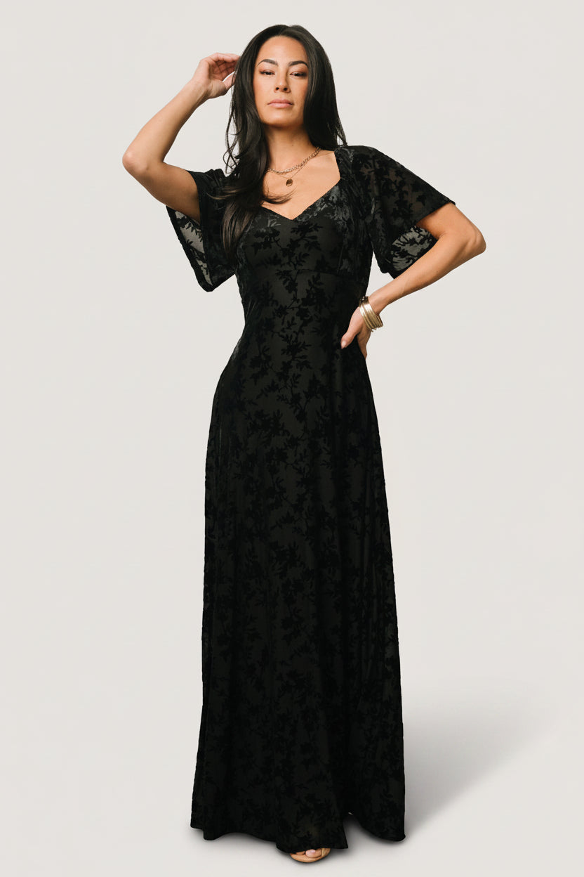 Everley Velvet Maxi Dress | Baltic Born Black