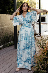 Dara Maxi Dress | Baltic Born Ivory + Blue Print