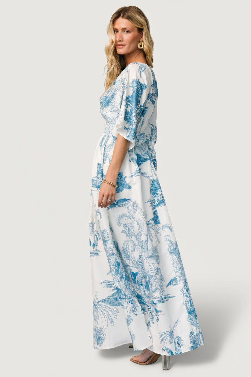 Dara Maxi Dress | Baltic Born Ivory + Blue Print