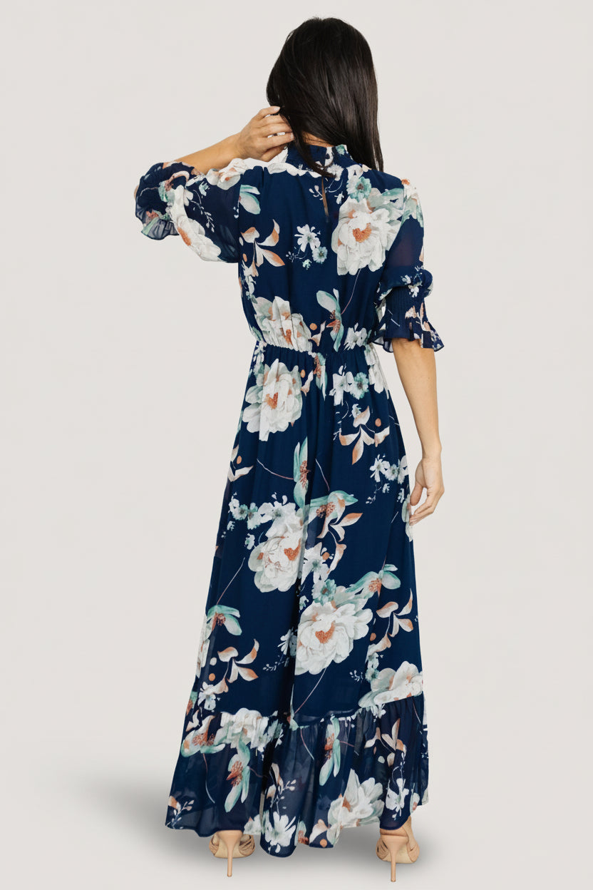 Marie Mock Neck Maxi Dress | Baltic Born Navy Floral