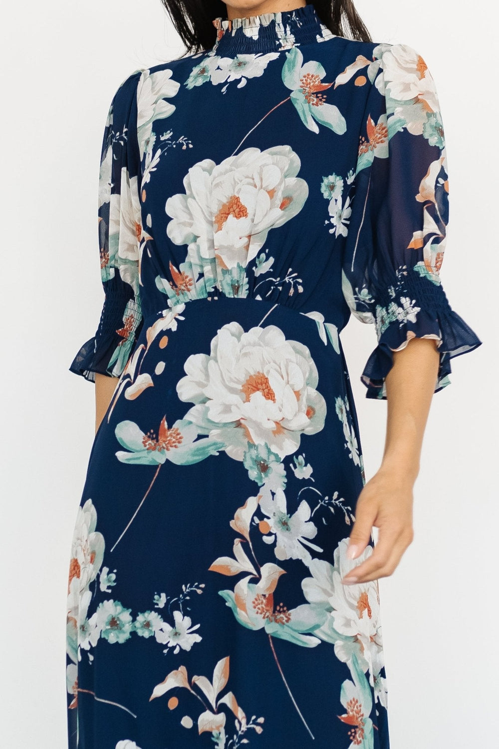 Marie Mock Neck Maxi Dress | Baltic Born Navy Floral