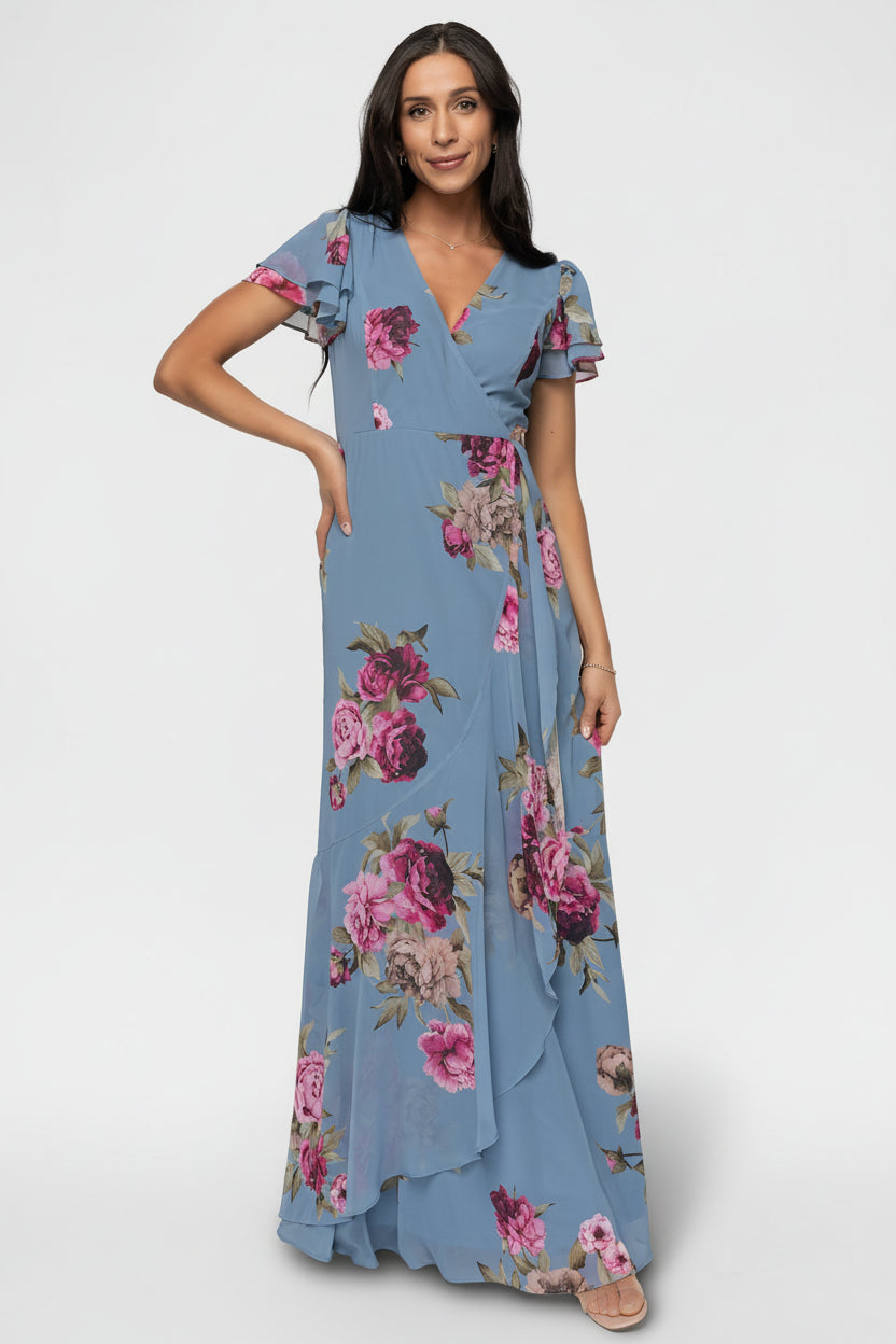 Willa Maxi Dress | Baltic Born Slate Blue Floral
