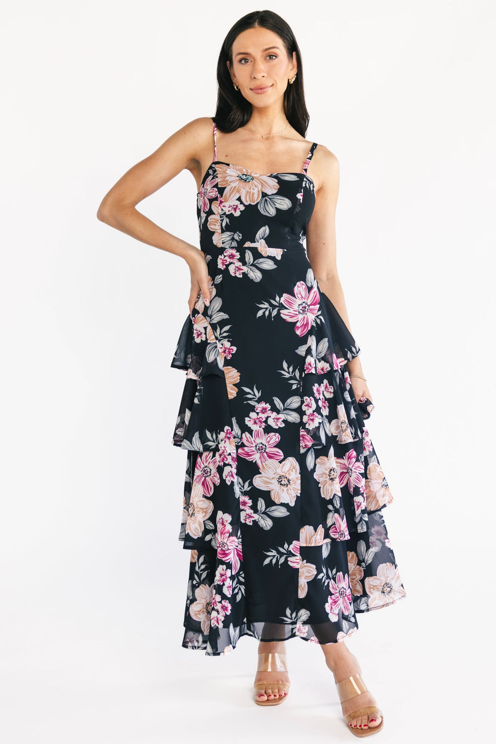 Hallie Tiered Maxi Dress | Baltic Born Black Multi Floral