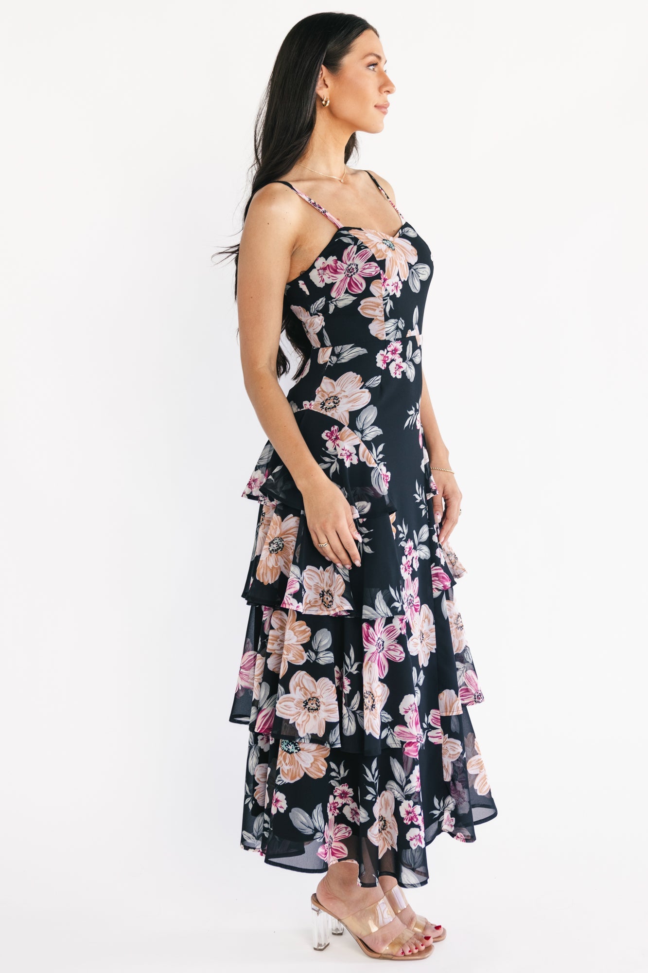 Hallie Tiered Maxi Dress | Baltic Born Black Multi Floral