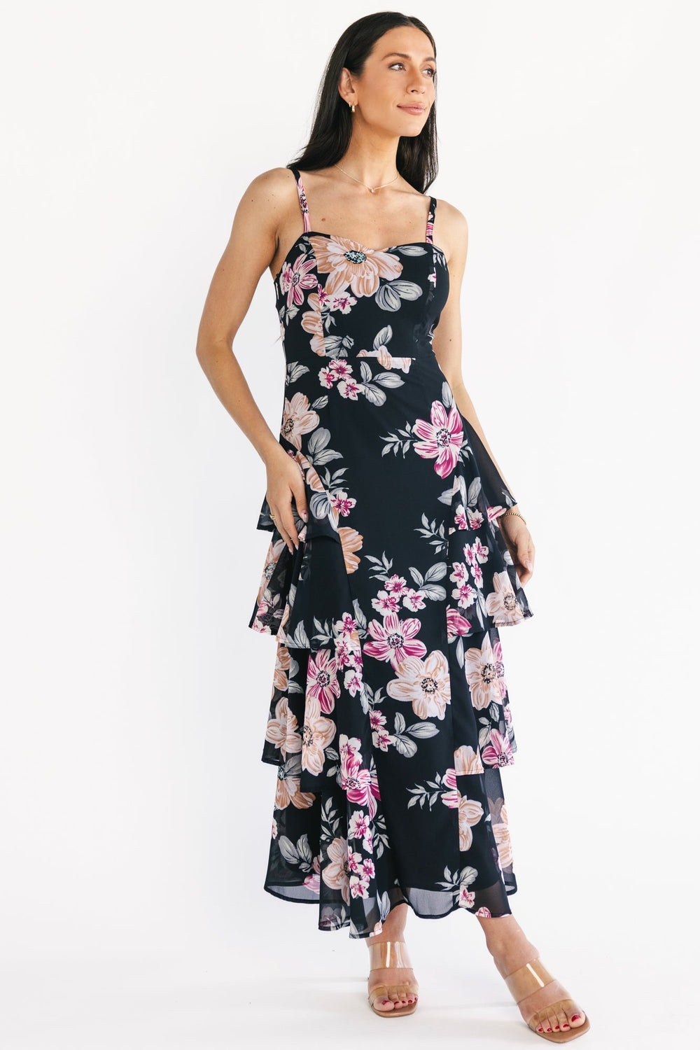 Hallie Tiered Maxi Dress | Baltic Born Black Multi Floral