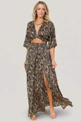 Morlana Maxi Dress | Baltic Born Black + Tan Print